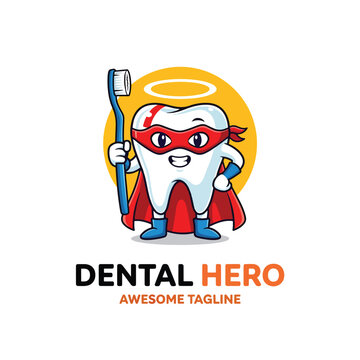 Vibrant vector illustration of a superhero tooth mascot holding a toothbrush, promoting dental health and protection.