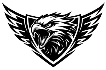 Obraz premium Winged Side Falcon Mascot Logo with Fierce Strike Expression for Esports Team Branding