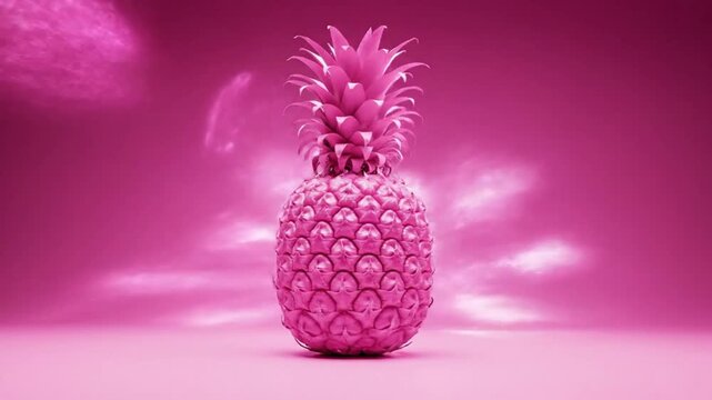Creative pink pineapple against a gradient background showcasing surreal art and vibrant color for a fresh summer vibe