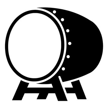 Traditional bedug drum icon vector, black and white minimalist silhouette for Takbiran night concept