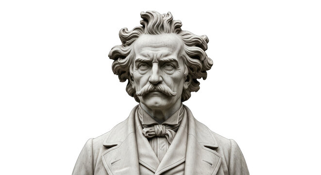 Mark Twain Statue Bust - Iconic American Author Sculpture