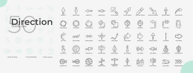 Direction Line Editable Icons set