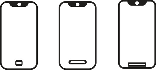 Transparent background mobile phone outlines with black accents © NARGIS
