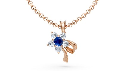 Romantic floral pendant with diamond gemstone for elegance.
