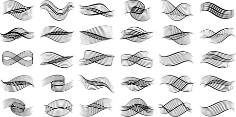 Collection of modern abstract wave designs and fluid line patterns