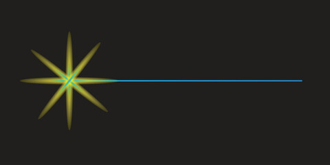 Fototapeta premium A bright yellow star with a blue light beam on a dark background