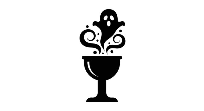 Black vector ghost rising out of wine glass icon