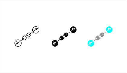 Naklejka premium Minimal line icon set. of electrical circuit with connectors and signal waves. Suitable for electronics, connectivity, and engineering themes.