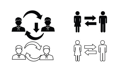 Business growth and change vector icon set flat design - Line and glyph icon set - Stickers and Clipart - PNG and SVG Icon collection - Lineal icons - Editable icon