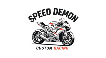 Motorcycle Racing Bike Speed Demon Logo.