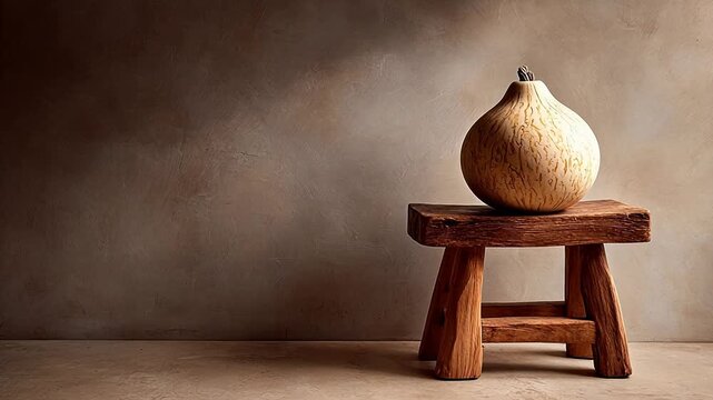 Gourd on wooden stool
