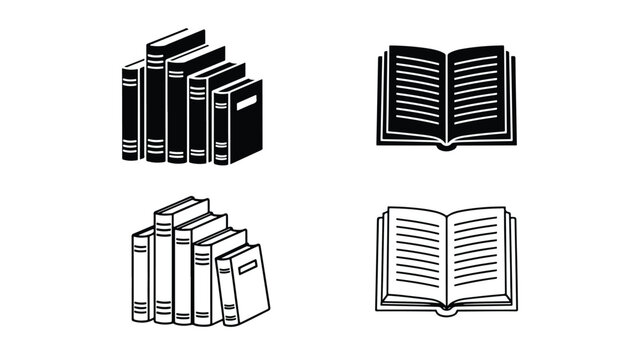 Books education knowledge vector icon set flat design - Line and glyph icon set - Stickers and Clipart - PNG and SVG Icon collection - Lineal icons - Editable icon