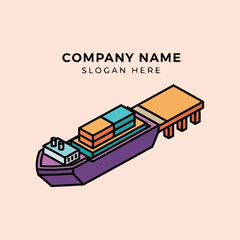 Cargo Ship with Containers and Trailer.