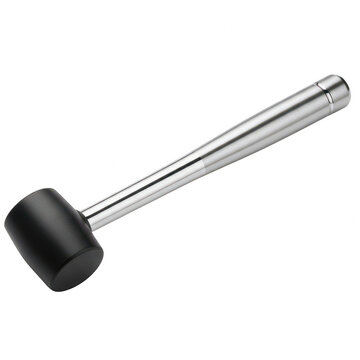 Sturdy metal mallet with a black rubber head for precision tasks
