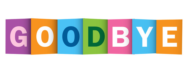 GOODBYE colorful typography banner on transparent background