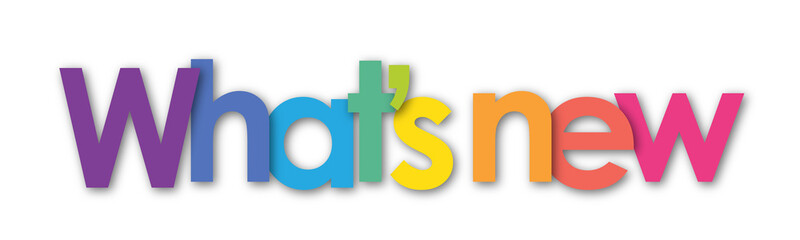 WHAT'S NEW colorful typography banner on transparent background
