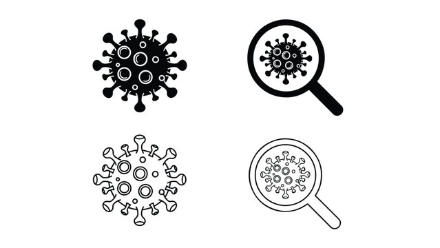 virus germs magnified vector icon set flat design - Line and glyph icon set - Stickers and Clipart - PNG and SVG Icon collection - Lineal icons - Editable icon
