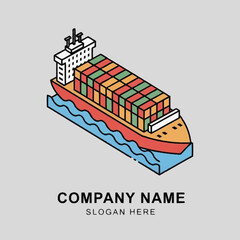 Obraz premium Cargo Ship with Containers at Sea.