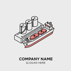 Naklejka premium Industrial Machinery with Red Accents and Cylinders.