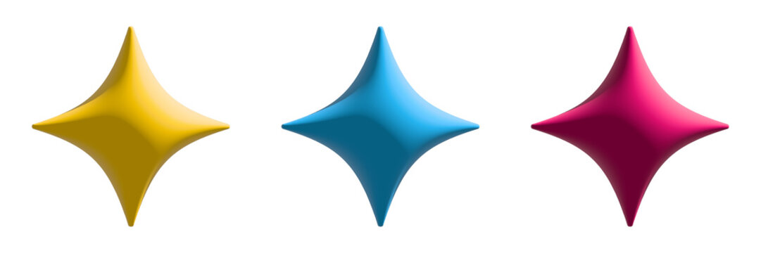 3d sparkling star icon. AI symbol in color. Transparent PNG