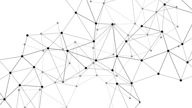 Vector Abstract network of connected dots and lines, representing connectivity, data flow, and digital technology on a clean background, ideal for visualizing complex systems and innovation.