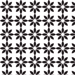 Fototapeta premium Seamless Black Floral Geometric Pattern on White Background
