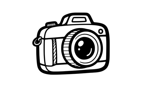Hand Drawn Camera Doodle Outline Icon Vector Illustration