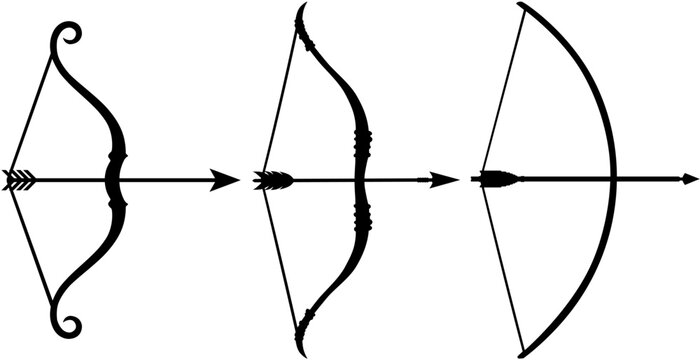 Archery Bow Silhouette Vector Set