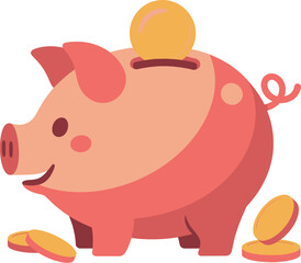 Fototapeta premium Piggy Bank with Coins Saving Money Concept Financial Growth Illustration Niche: Personal Finance