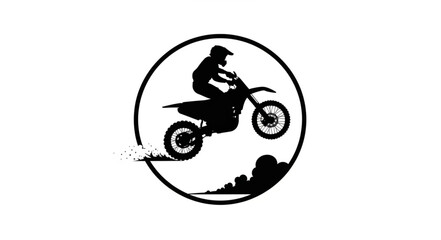 Motorcyclist Jumping Dirt Bike Silhouette.