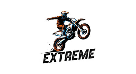 Motorcyclist Performing Extreme Stunt Jump.