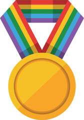 Gold Medal with Rainbow Ribbon Vector Award Symbol for LGBTQ+ Pride and Achievement
