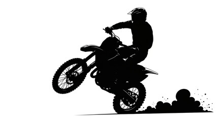 Motorcyclist Performing Stunt Jump Action.