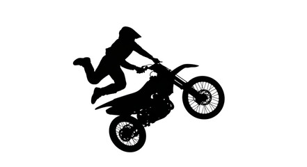 Motorcyclist Performing Stunt Jump Silhouette. © FURI