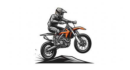Motorcyclist Riding Dirt Bike Illustration.