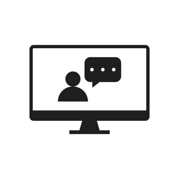 Solid user chat conversation and support bubble monitor icon
