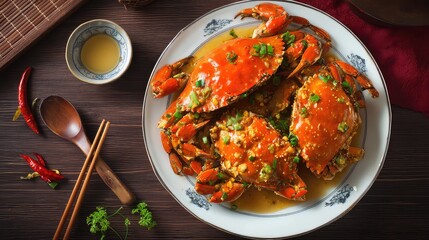 Yangcheng Lake Crab Anhui-style, whole Chinese mitten crab steamed and lightly braised with ginger, garlic, scallions, and soy sauce, no Shaoxing wine, no alcohol, no pork ingredients