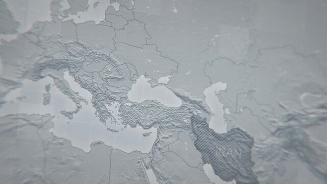 A detailed political map of Iran showing its borders and geographic location in the Middle East. Perfect for news, educational content, and geopolitical projects.