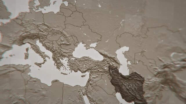 A detailed political map of Iran showing its borders and geographic location in the Middle East. Perfect for news, educational content, and geopolitical projects.