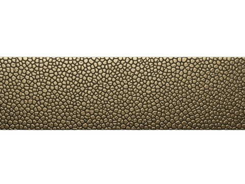 Closeup of a textured, bumpy surface resembling stingray leather or shagreen in a metallic bronze or gold color, isolated on transparent background