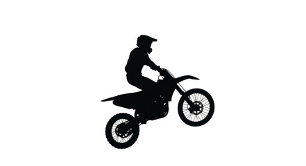 Motorcyclist Riding Dirt Bike Silhouette.