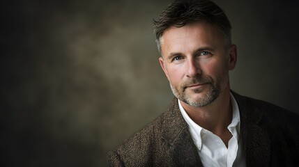 Classic portrait of a distinguished gentleman radiating timeless warmth and subtle vintage character