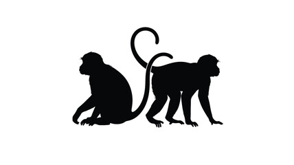 Two monkeys are depicted in a striking black silhouette © MDShawon