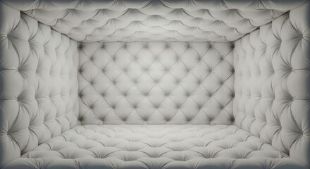 Fototapeta premium Captivating padded room interior with diamond button pattern offers a luxurious and unique visual