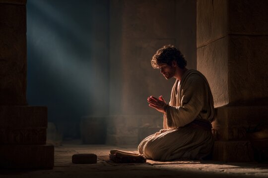 Daniel Kneeling in Prayerful Divine Revelation