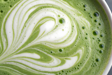 close up of a green tea latte