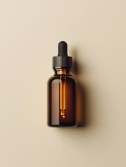 Minimal skincare dropper bottle with golden essence