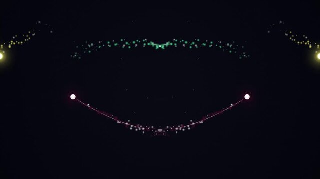 A dark image with a heart-shaped design made of small colored dots