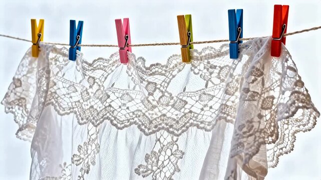 Lace garment on clothesline
