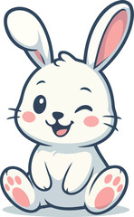 Obraz premium This charming illustration depicts an adorable bunny with a cheeky wink and soft fluffy fur, radiating warmth and joy that's perfect for children's art.